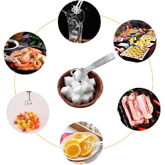 Sugar Tongs Set of 3,Stainless Steel Shape of Heart Sugar Cube Tongs,Also used as ICE Tongs Kitchen Clips Food Tongs Perfect for Tea Party Wedding