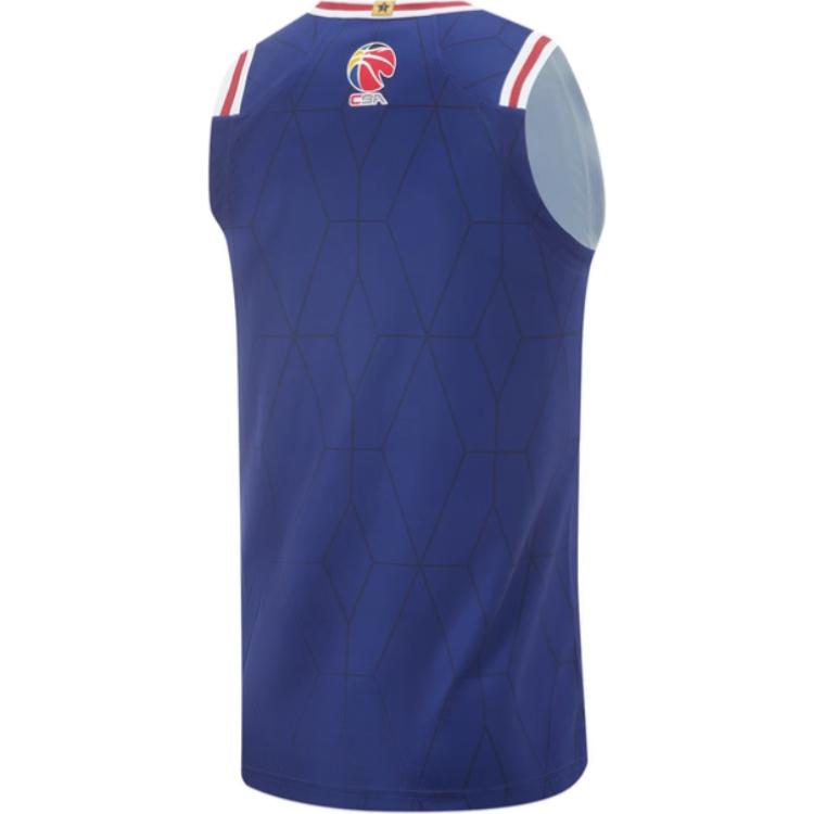 Li Ning CBA Series 24-25 Season Shanghai Jiushi Fan Edition Letter Print Round Neck Sports Casual Basketball Jersey Men Jersey Deep-Navy AAYU573-1