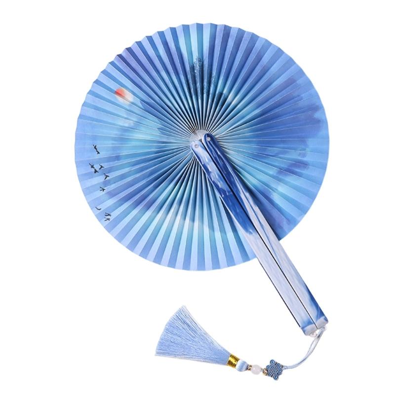 Round Magnetic Folding Hand Fan Compactly Coolings Fans For Outdoor Game Christmas Decorations Festival Performances