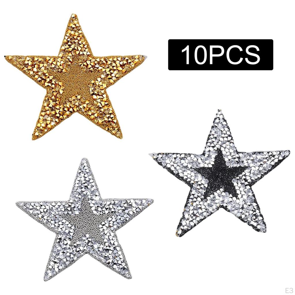 10 Pieces Rhinestone Patches Appliques Badge for Pants Clothing Sewing Accessories