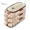 Automatic Rolling Egg Container Fridge Storage Box Food Grade BPA Free Transparent Stackable Fridge Organizer with Lid