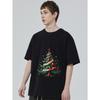 Christmas Tree T Shirt Black Christmas Tree with Peace and Love Text Holiday Seasonal Wear