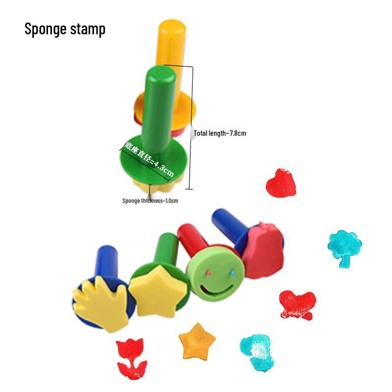 30-Piece Children's Art Sponge Stamp Set for DIY Early Education and Graffiti Painting