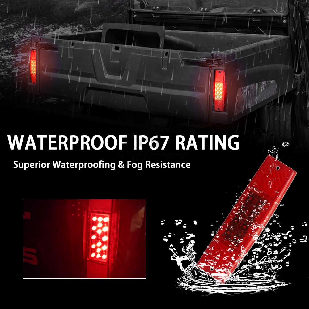 1 Pair UTV ATV Rear Brake Lamp LED Tail Light Smoke For Polaris Ranger 400 500 570 800 EFI Midsize Accessories Replace #2411450