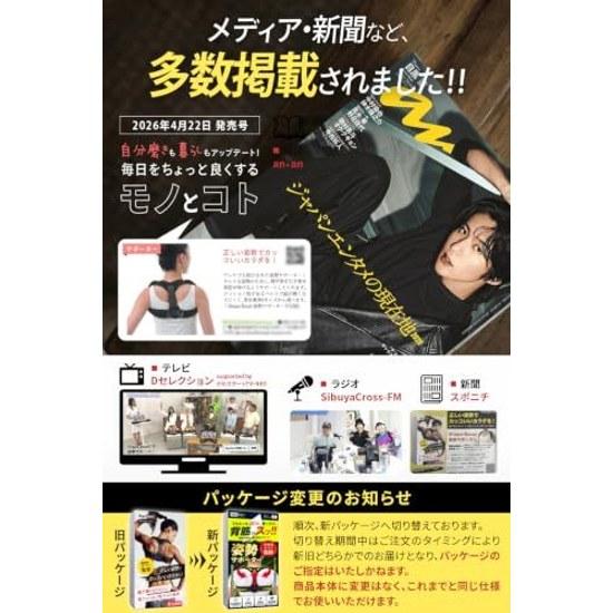 TV Featured Posture Supporter Hunched Back Shoulder Roll Muscle Easy Put On Take Off Adjustable Size (Black L)