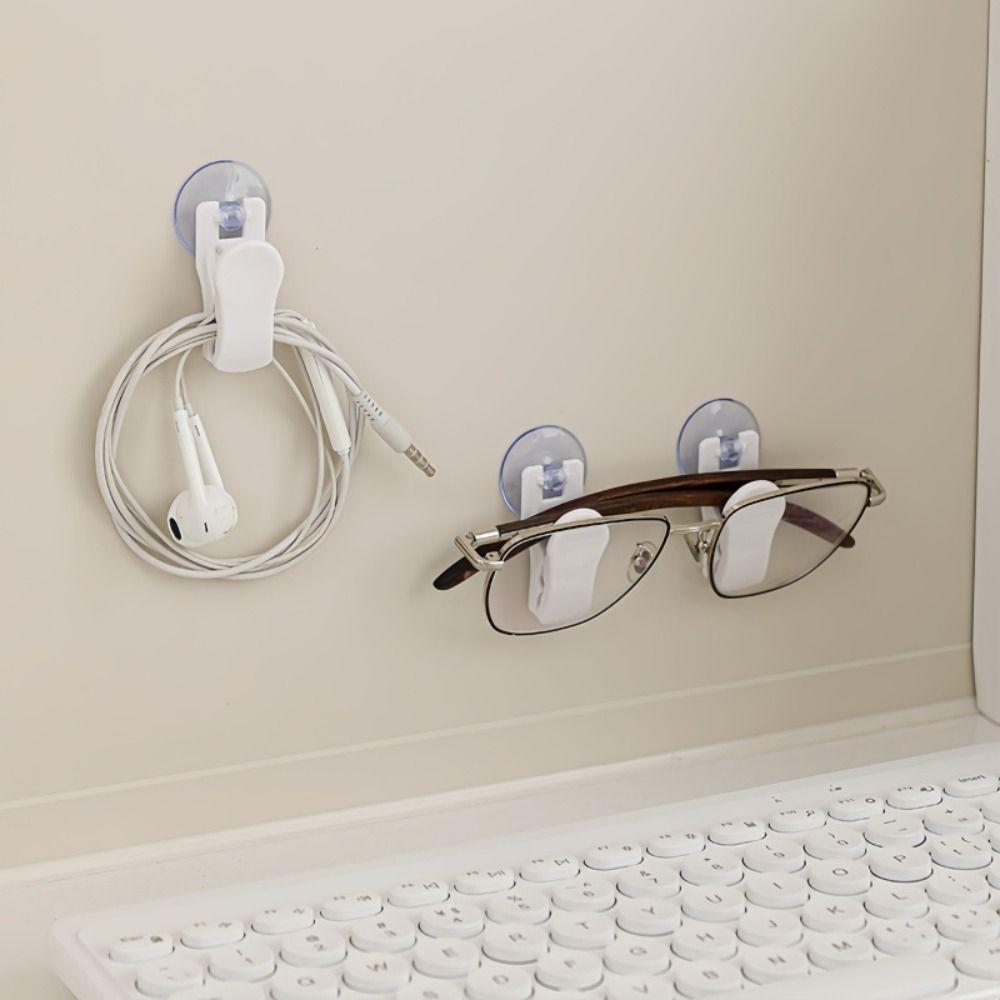 1/4pcs Fixed Suction Cup Storage Clip ABS Bathroom Storage Clip  Kitchen Accessorie