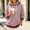 Women's Long Sleeve Hooded Top, Color Block Striped Pullover for Casual Everyday Wear