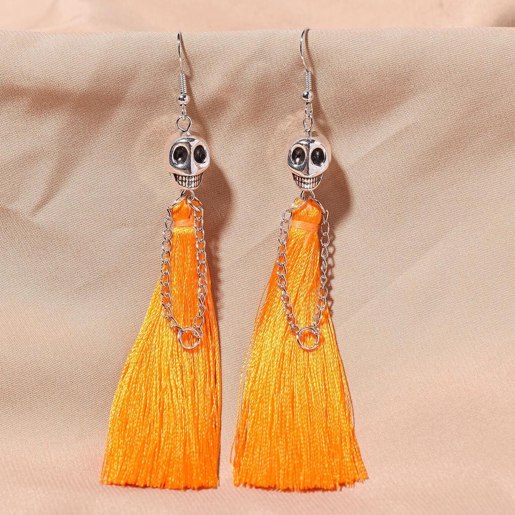 Gothic Punk Halloween Skeleton Dangle Earrings For Women Creative Ethnic Long Tassel Bohemian Fringe Earring Girls Party Jewelry