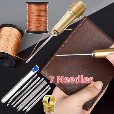 Multifunctional Leather Sewing Awl Set Professional with Handle Shoes Repair Tool Kit Straight Hook DIY Craft