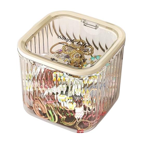 Storage Box with Press To Open Lid Design Anti-Dust Durable Plastic Large Capacity Organizer for Hair Accessories
