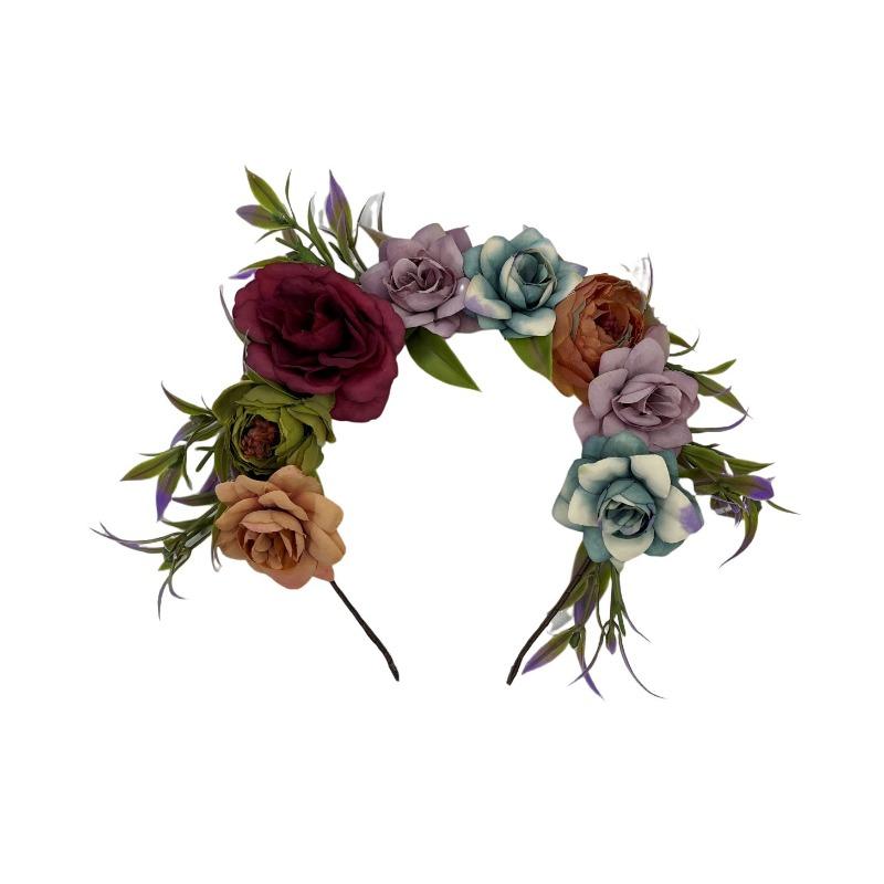 European and American new headband bridal headgear retro bohemian travel vacation fabric simulation rose hair accessories