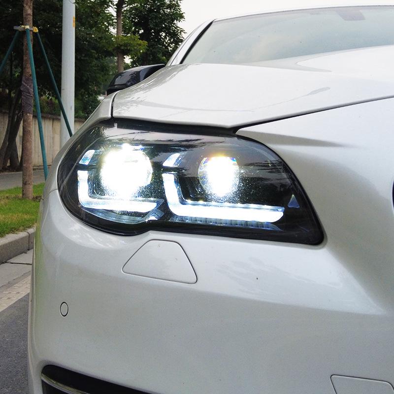 LED Bi-Xenon Headlight Assembly with Flowing Turn Signal for 11-17 BMW 5 Series