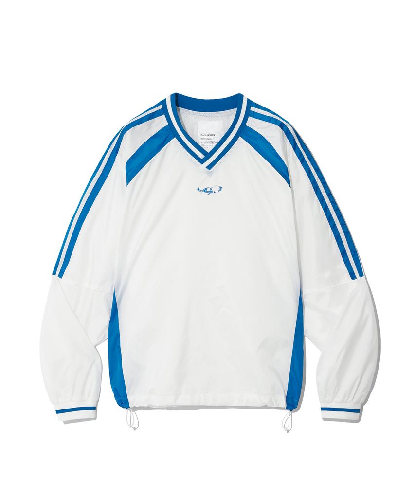 CGP Cgp Arc Logo Nylon Color Block V-Neck Sweatshirt_White