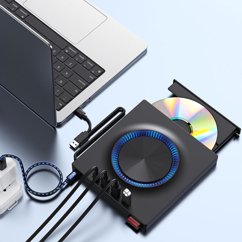 Portable External Dvds Drive Burners With USB3.0 And Type C Connectivity 5Gbps Speed Compatible for Laptop PC Computer