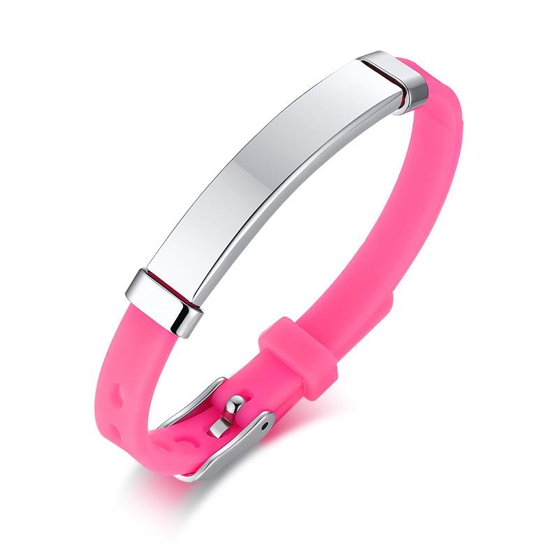 

Safty Silicone ID Bracelet for Little Girls Boys, Custom Name Rubber Brand Personalized Wristband Blank Bar Bracelet