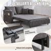 Multifunctional Fabric Sofa, Pull-Out Folding Sofa, With Storage Pockets On Armrests, USB Charging Function And Drink Holders (Grey Chenille Fabric)