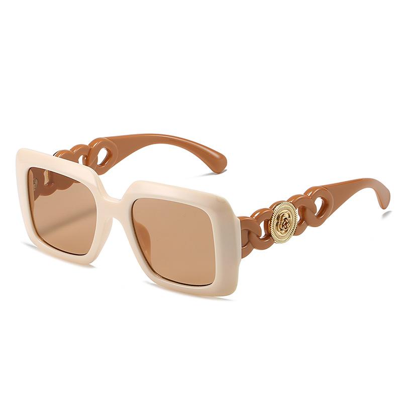 Square Large Frame With Metal Sunshades, Sun Protection, Personalized Sunglasses, Women'S Sunglasses.