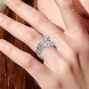 Huitan Gorgeous 2Pcs Set of Rings for Women Shiny Round Zirconia Finger Accessories for Wedding Double Stackable Fashion Zircon