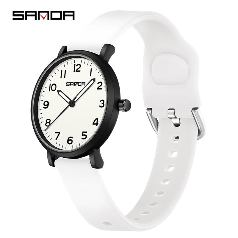 Sanda Quarzuhr Wasserdicht Leise Doppelkalender Unisex Uhr für Prüfung und Studium
