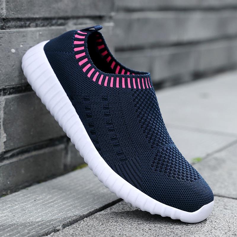 Women's 2025 Spring/Summer Mesh Slip-On Running Shoes - Breathable Knit Sports Shoes for Girls