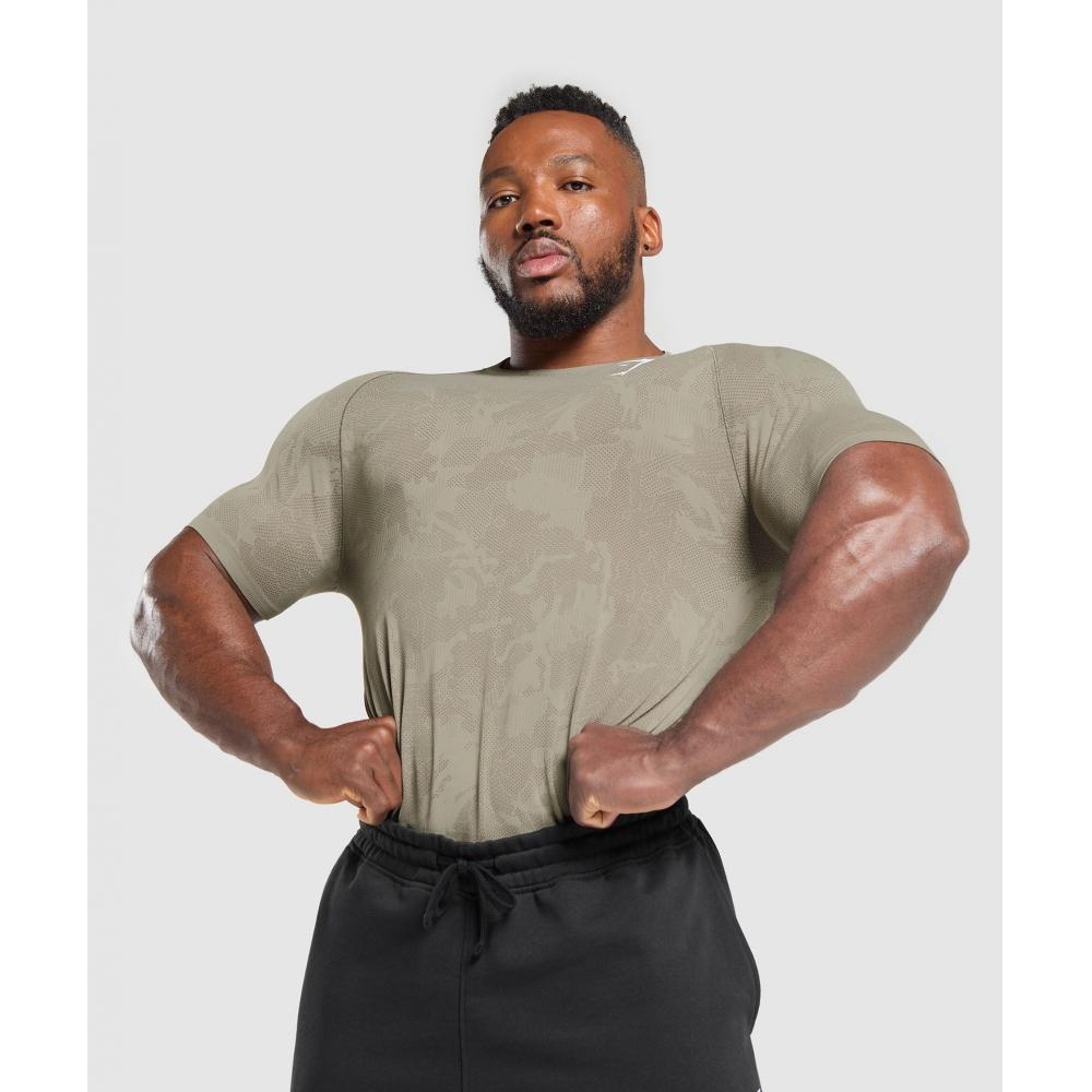 Gymshark Geo Seamless T shirT Linen Brown Camo Brown A5a2d Nb2d