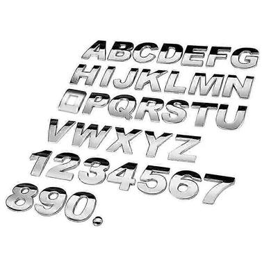 3D Metall Alphabet Silber Abzeichen Chrom Silber Buchstaben Zahlen Logo Auto Aufkleber Autos Auto Zubehör Aufkleber Dekoration