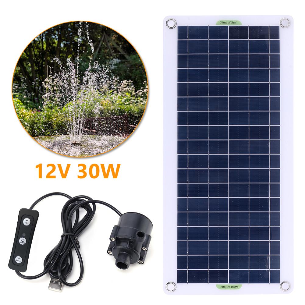 19W 800L/H Solar Panel Water Pump Watering System PET Solar Panel Fountain with Adjustment Switch Solar Panel Pump Kits for Pond