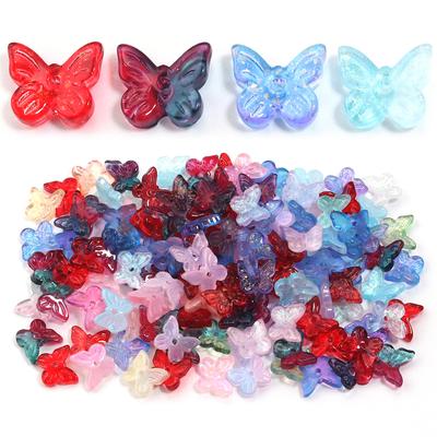 50pcs/lot Colorful Butterfly Czech Glass Beads Lampwork Spacer Beads For Jewelry Making DIY Bracelet Clothing Headwear Findings