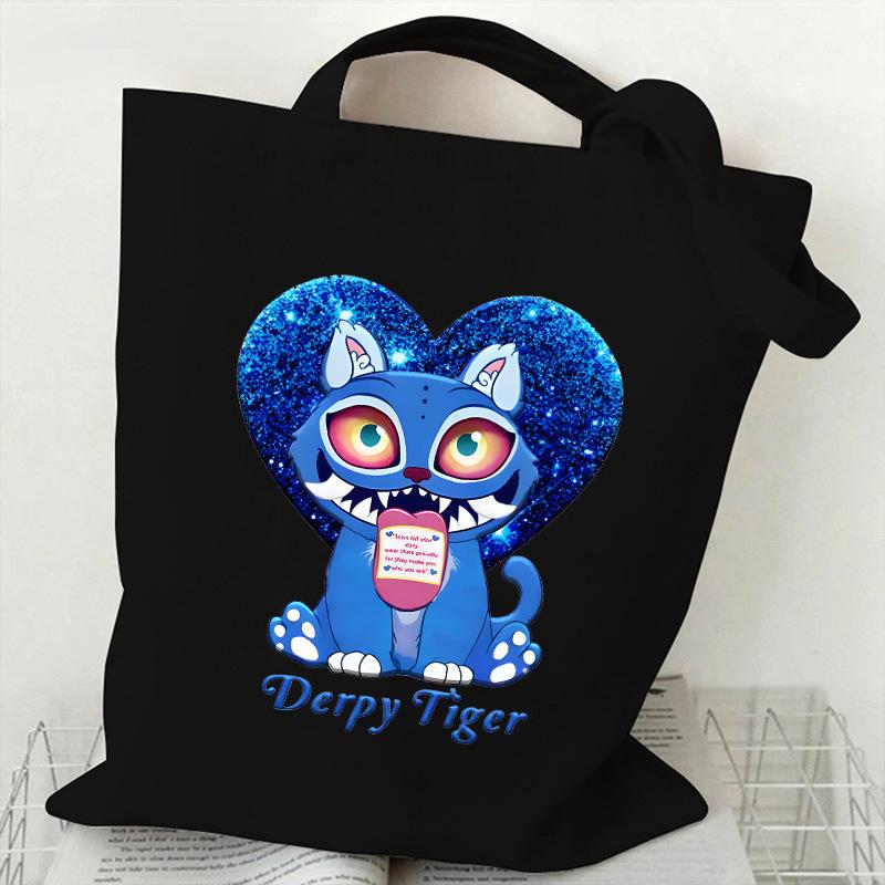 KPOP Skupina Lovců Démonů Taška z plátna s tygřím potiskem Jednoramenná taška crossbody pro studenty Denní nákupní taška tote