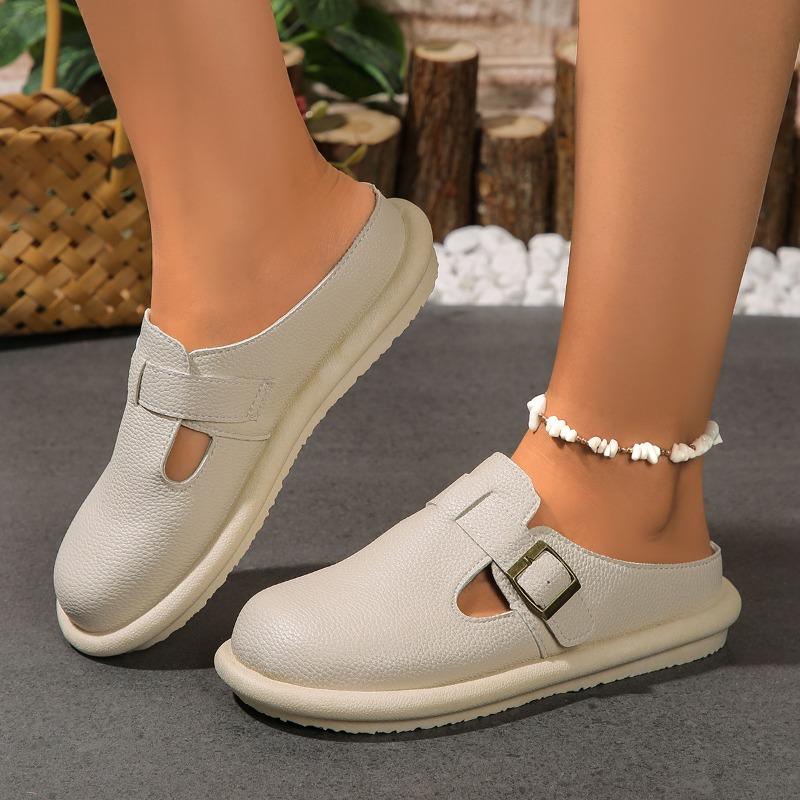 Mode Damskor 2024 Damtofflor Utomhus Vardagstofflor Enfärgade Rund Tå Låga Klackar Flats Damskor