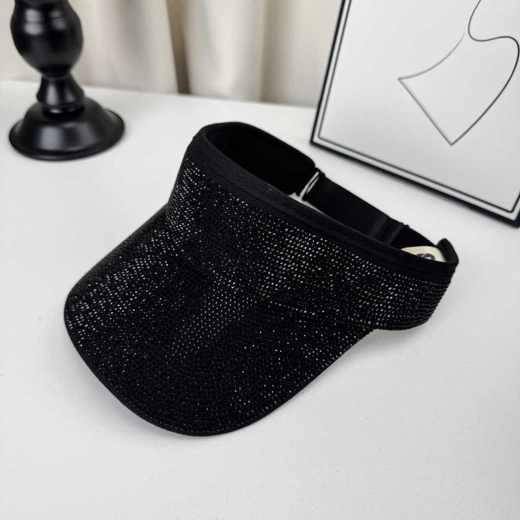 Women'S Full Diamond Hollow Top Hat Spring Summer Sun Protection Baseball Cap Rhinestone Encrusted Headband Shading Accessory