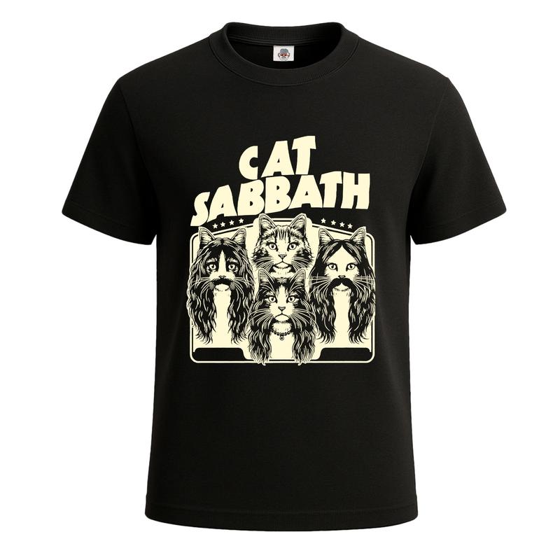 Cat Sabbath Novelty Funny Graphic Joke Unisex T-Shirt Funny Party Shirt Top Tee S