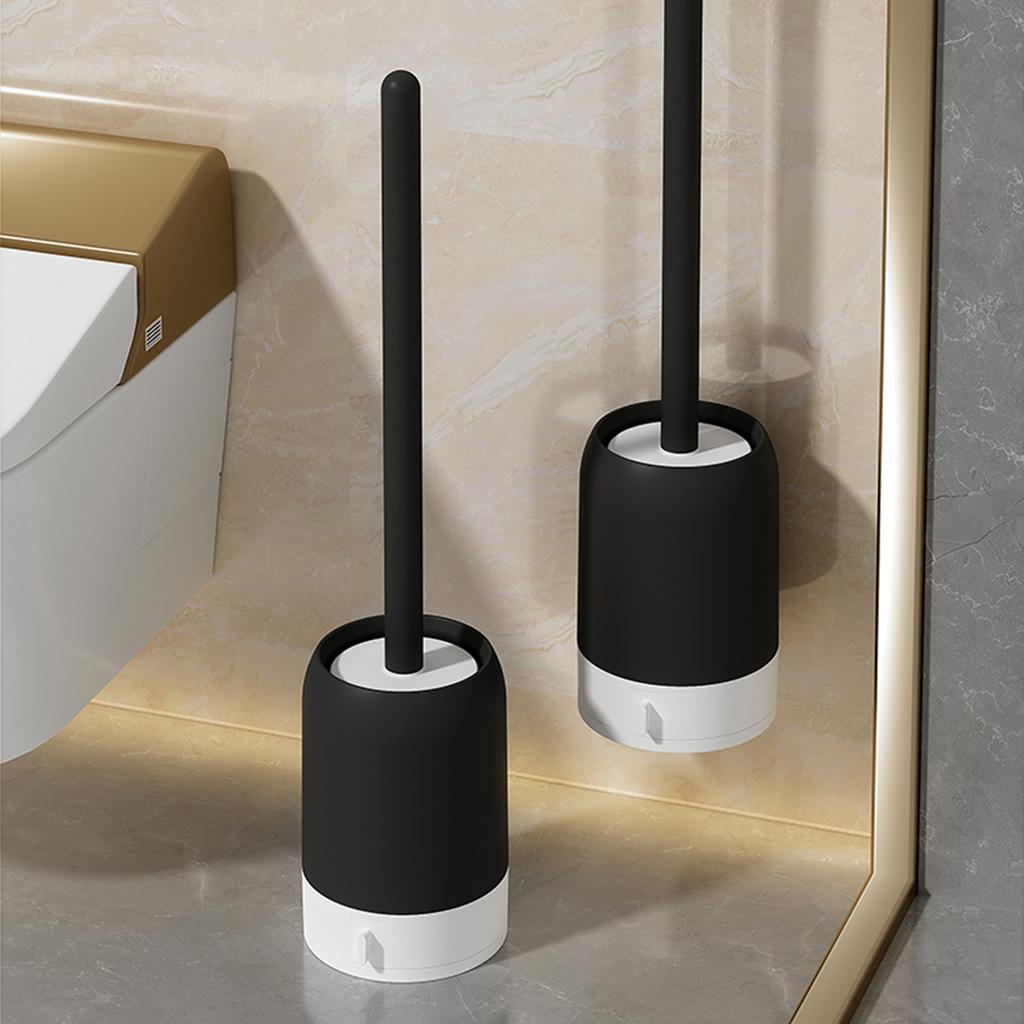 Punch Free Wall Hanging Toilet Brush With Drain Base Dense Bristles Extended Handle Cleaning Brush Bathroom Cleaner Too