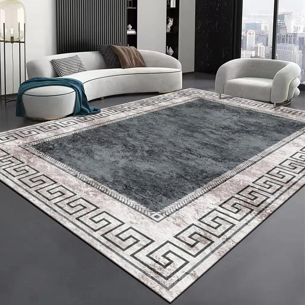Nordic Modern High-end Living Room Carpet Luxury Grey Home Decoration Bedroom Large Area Rugs Elastic Washable Non-slip Door Mat