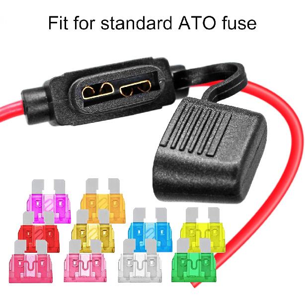 VANTRONIK Waterproof Inline Fuse Holder 6 Pack For Standard ATO ATC Medium Blade Car Fuse, 14 Gauge AWG Wire,10 Inches Long