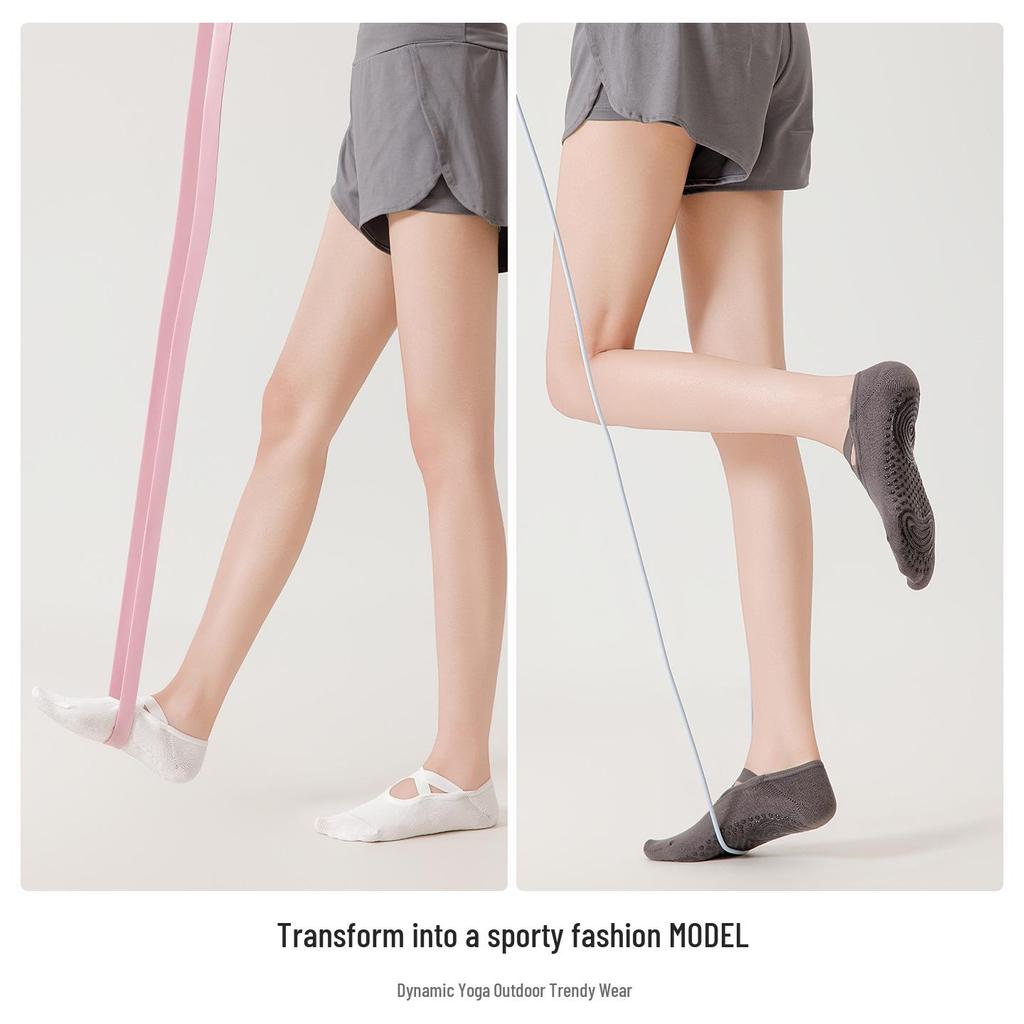 Backless Criss-Cross Strap Non-Slip Pilates Yoga Socks - Full Toe, Cotton, Fitness Studio Exclusive