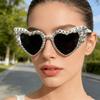 Bling Pearl Just Married Heart Sunglasses For Bride Bachelorette Party Wedding Honeymoon Fashion Eyewear KJ230