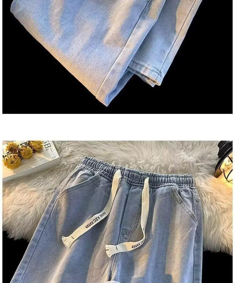 

Джинсы мужские в стиле Гонконга 2024 с надписью в стиле хип-хоп - Модные летние брюки 3XL чёрный