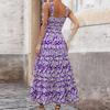 Women's Elegant Suspender Floral Print Midi Dress