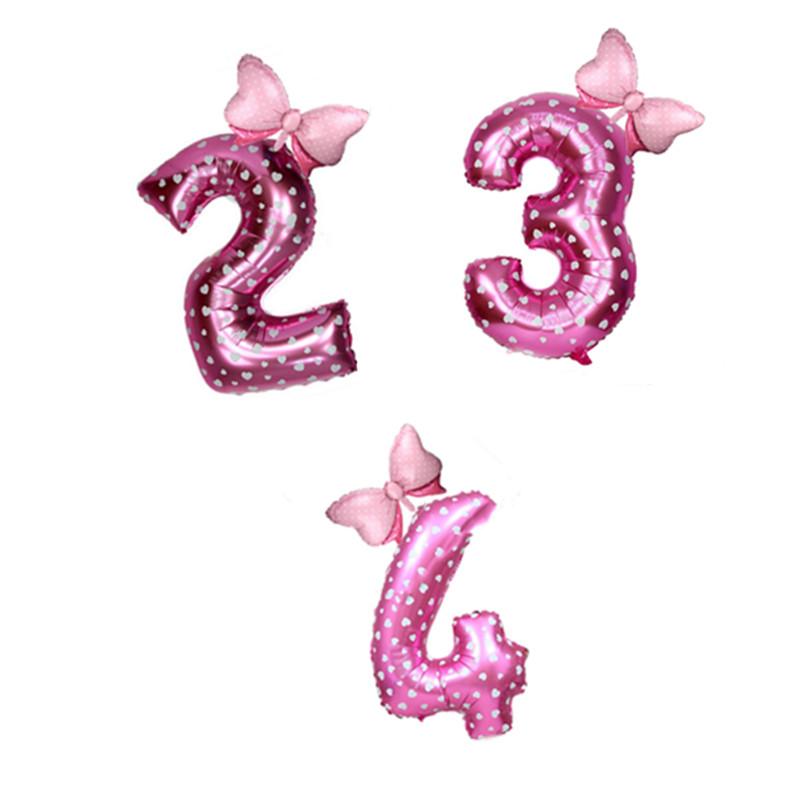 

32-дюймовые розово-синие фольгированные шары с номером 0-9, цифровые гелиевые шары, украшение для дня рождения, свадьбы