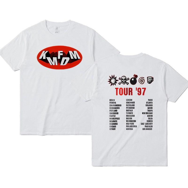 European Size Cotton TshirtRock Band Kmfdm Printed Summer Tshirt  Trendy Loosefitting Casual Unisexs Style S