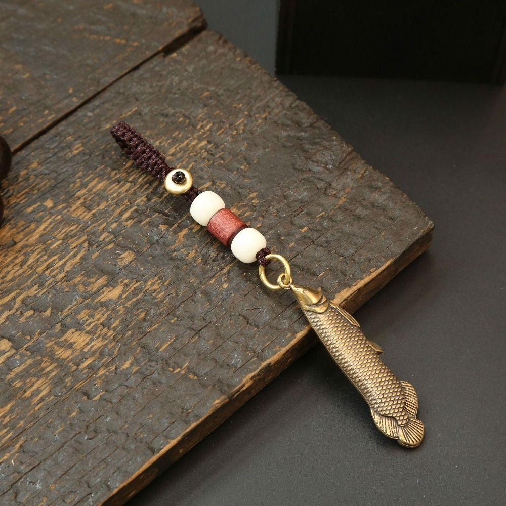 Fish Key Pendant Metal Car Key Pendant Minimalist Retro Charm Brass Fish Charms  Woman