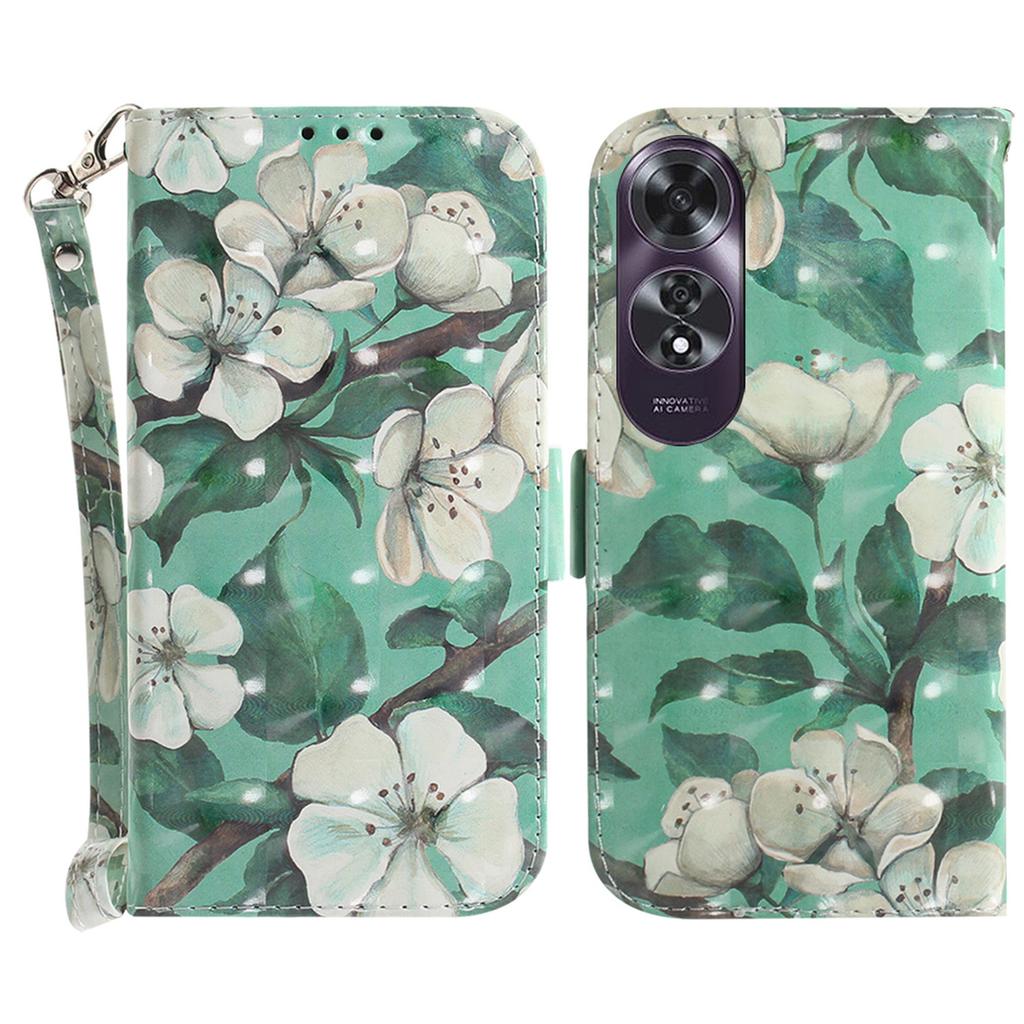 For Oppo A60 4G Case Pattern Printing Leather Wallet Phone Shell with Strap