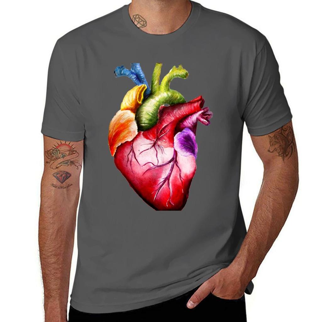 Rainbow Heart Tshirt Casual Loose Short Sleeve Tee For Men Tshirt