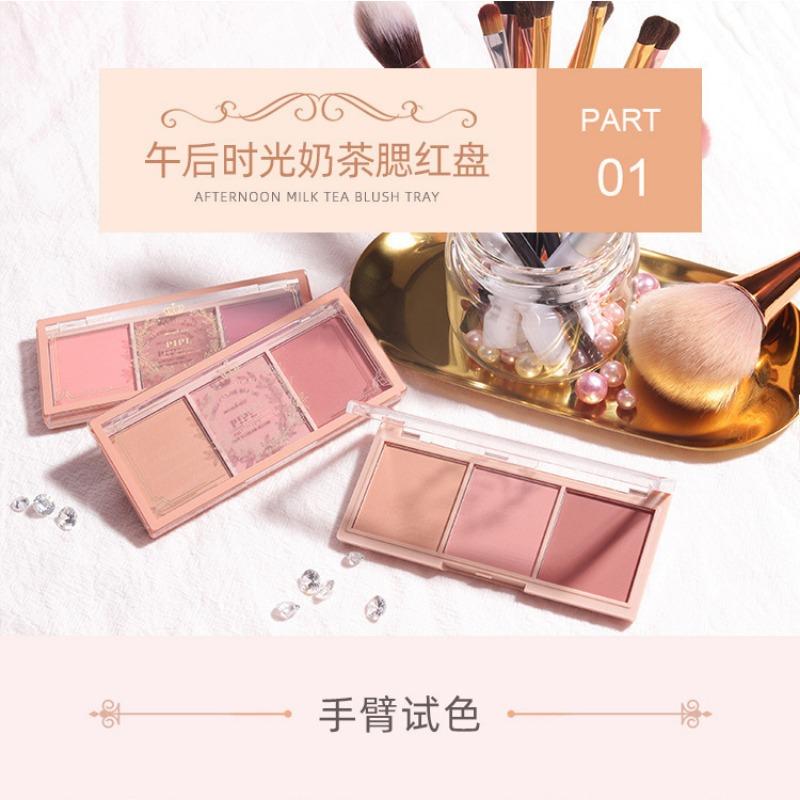 Natural Matte Three Color Blush Palette Long Lasting Nude Cheek Makeup Powder