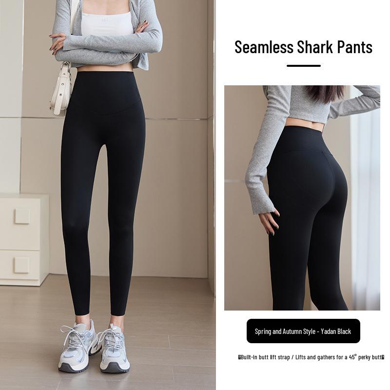 Women's High-Waisted Seamless Fleece Pants with Light Shaping - Antibacterial Base Layer for Autumn/Winter
