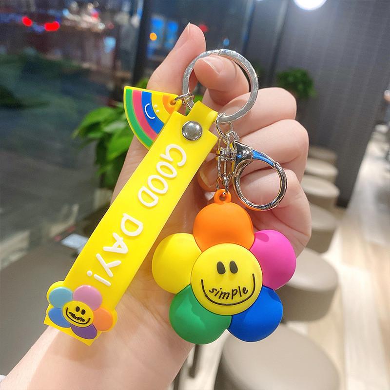 Colorful Adorable Smiley Face Keychain Cute Cartoon Pvc Keyring For Birthdays Parties And