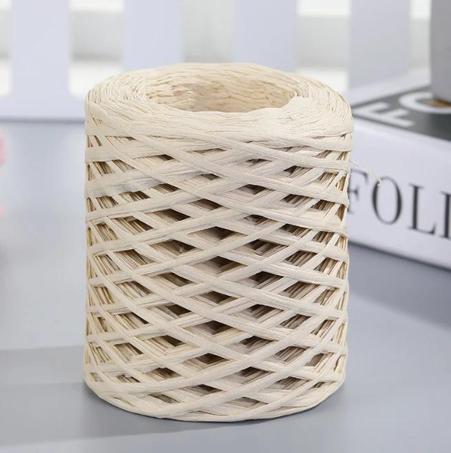 2025 200M Natural Raffia Straw Yarn For Knitting Crocheting Paper Threads DIY Handmade Summer Sunhat Beach Bag Freeshipping