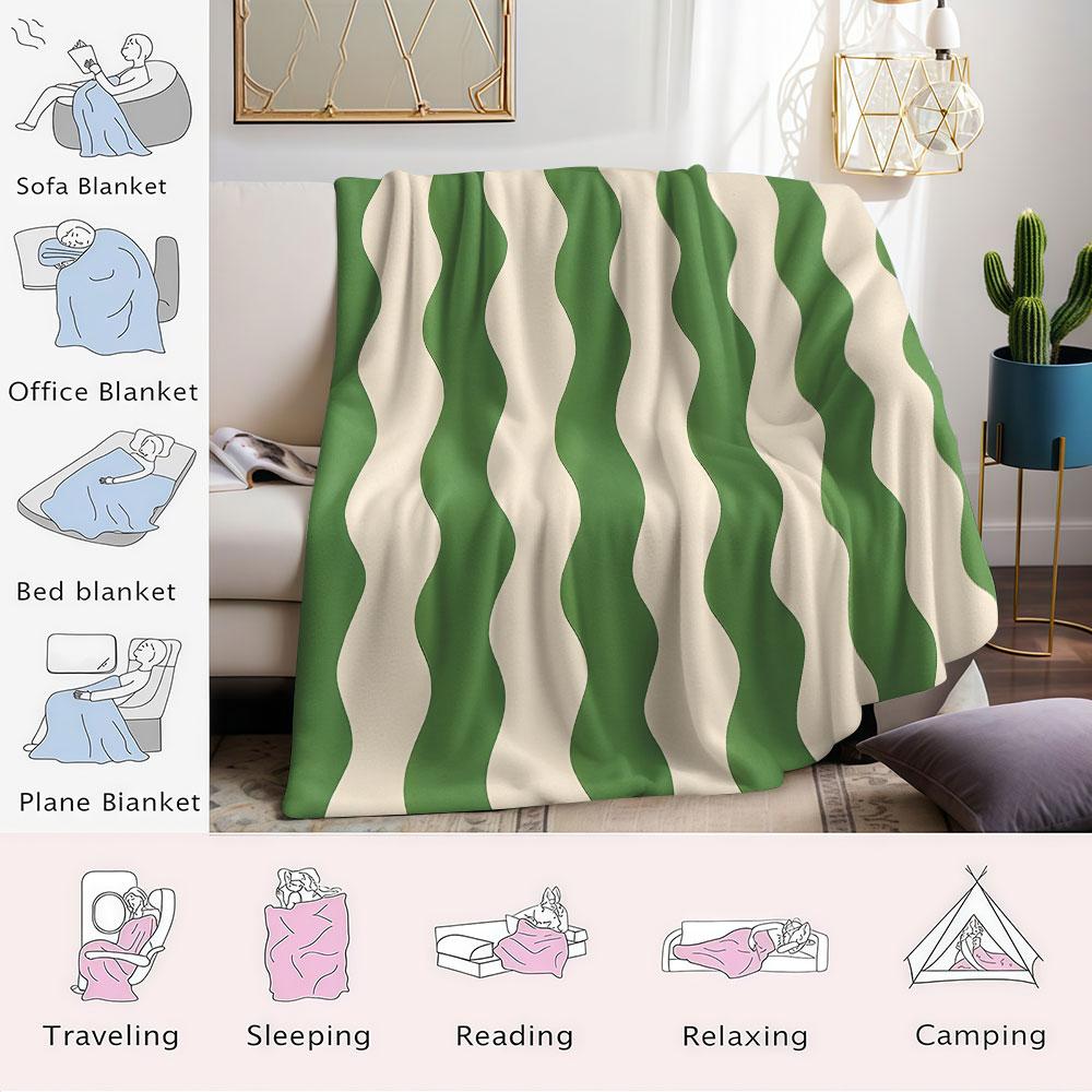 Wavy Stripe Flannel Blanket Warm Soft Halloween Christmas Couch Warm Cozy Decorative Decor Gift for All Season