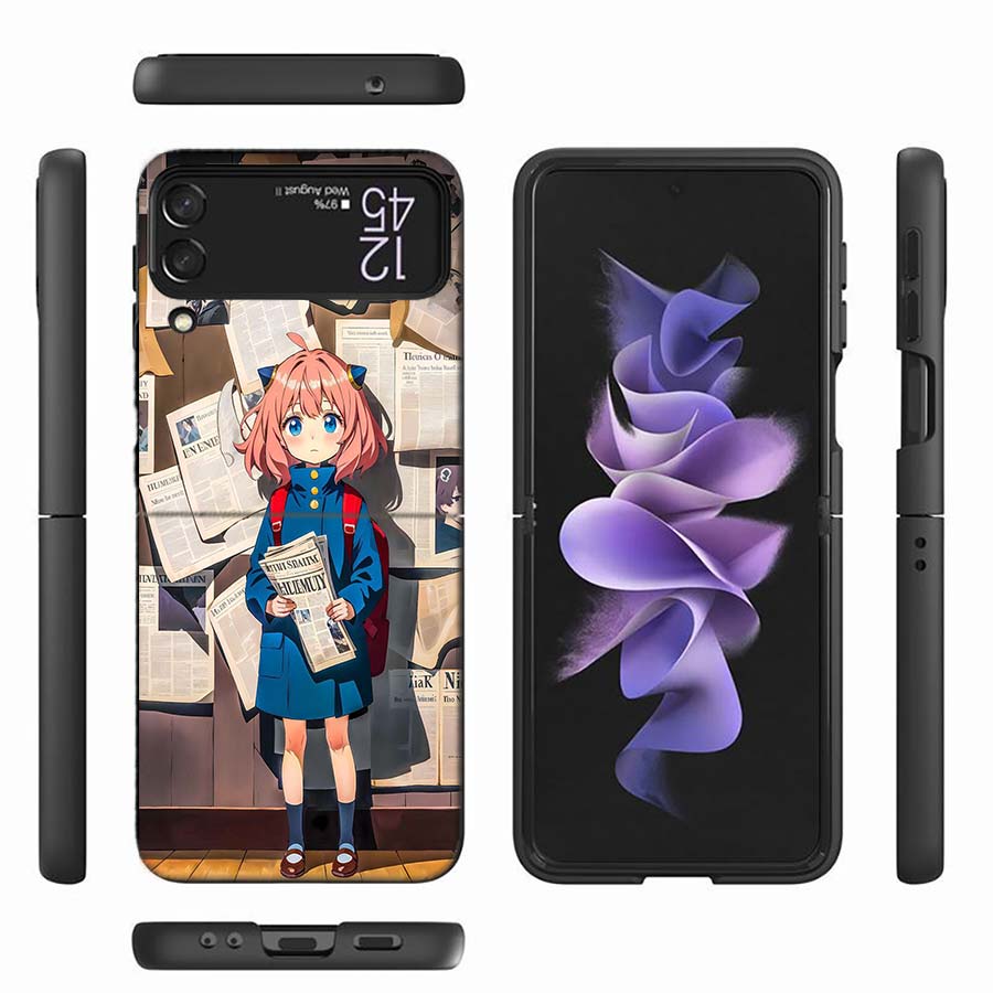 Anya Forger Mind Reading Phone Case For Samsung Z Flip 6 7 5G Z Flip 5 Galaxy Z Flip 3 4 5G ZFlip Shockproof Hard Cover TPU PC C